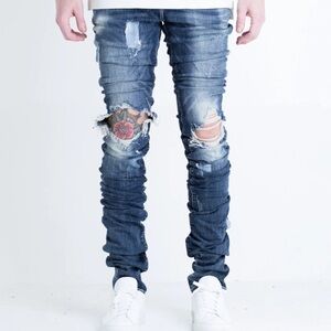 Tall Cano stack denim ripped indigo 
•Long inseam for exaggerated fit